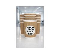 M25 packs | Coffee Cups 8 OZ - NO Lids - 100 Disposable Brown Ripple Coffee Cups - Ideal for Takeaways