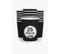 M25 Packs Premium 12oz Black Ripple Wall Paper Cups (25 Pack) - Double Wall Insulated Hot Drink Coffee Cups, Leak-Resistant, Comfortable Grip