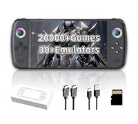 M27 Retro Handheld Gaming Console,20000+ Games,30+ Emulators,1024*600P 7″ IPS Screen Retro Game Console,16 million color RGB rainbow light Portable Video Gaming Console,EmuELEC System (Black-64G)