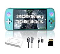 M27 Retro Handheld Gaming Console,30000+ Games,30+ Emulators,1024 * 600P 7″ IPS Screen Retro Game Console,16 million color RGB rainbow light Portable Video Gaming Console,EmuELEC System (Green-128G)