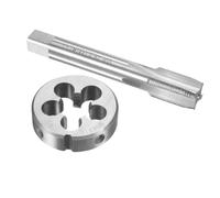 M27 x 3mm Tap and Die Set, M27 x 3.0 Metric Coarse Threading Tool Kit, 2-Piece High Speed Steel Right Hand Machine Plug Tap and Round Threading Die for Metalworking and Industrial Repair