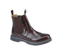 M281BD Mens Leather Brogue Chelsea Boots Burgundy