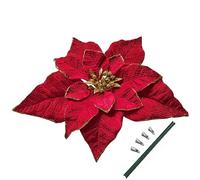 M2cbridge Artificial Christmas Flowers Red Velvet Poinsettia Floral Picks for Christmas Wreath Tree Ornaments(4pcs Extra Large Burgundy)