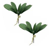 M2cbridge Artificial Green Orchid Leaves Phalaenopsis Stems Real Touch for Flowers Arrangements Pot Decor (9",2pcs)