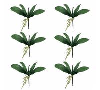 M2cbridge Artificial Green Orchid Leaves Phalaenopsis Stems Real Touch for Flowers Arrangements Pot Decor(10",6pcs)