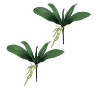 M2cbridge Artificial Green Orchid Leaves Phalaenopsis Stems Real Touch for Flowers Arrangements Pot Decor(10",2pcs)