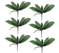 M2cbridge Artificial Green Orchid Leaves Phalaenopsis Stems Real Touch for Flowers Arrangements Pot Decor(9",6pcs)