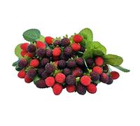 M2cbridge Artificial Raspberry Red Berry Strawberry Faux Fruit BlackBerry Props Table Decoration (Red with Black,8PCS)