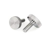 M3 4 5 6 8 10 GB835 304 Stainless Steel Knurl Flat Round Head Hand Tighten Curtain Wall Glass Thumb Screw Bolt DIN653 1PCS(M5x16mm)