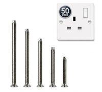 M3.5 Electrical Socket Screws | 50 Pack | 10 Each 25, 30, 40, 50 & 60mm | Slotted Countersunk | Nickel Plated (Flat, 25-60mm)