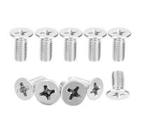 M3.5 M4 Flat Head Machine Screws, 10Pcs Door Latch Keep Grub Screws 304 Stainless Steel Cross Multi Purpose Screw for Furniture Faucet Light Fixture Home Repairs Fixtures Woodworking