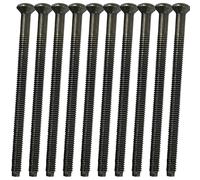 M3.5 x 50mm Long Black Nickel Electrical Socket & Switch Screws, Pack of 10 - Raised Head Slotted Plate Mounting Screw for UK Wall Sockets, Light Switches & Back Boxes (Decorative Visible Fix)