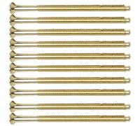 M3.5 x 50mm Long Brass Electrical Socket & Switch Screws, Pack of 10 - Raised Head Slotted Plate Mounting Screw for UK Wall Sockets, Light Switches & Back Boxes (Polished Brass Finish)