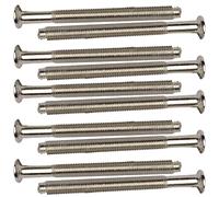 M3.5 x 50mm Long Chrome Electrical Socket & Switch Screws, Pack of 10 - Raised Head Slotted Plate Mounting Screw for UK Wall Sockets, Light Switches & Back Boxes (Polished Chrome Finish)