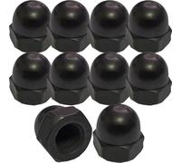 M3 Black Dome Nuts, Pack of 10 - A2 304 Stainless Steel DIN 1587 Blackened Hex Acorn Cap Nut for Automotive, Furniture, Decorative, Garden & DIY Fastening