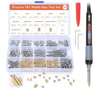 M3 Heat Set Insert Tool Kit, Preciva Soldering Iron Kit(200~500℃), 360 Pieces M3 Threaded Inserts, Soldering Iron for Plastic and 3D Printing,Accessories compatible with 3D printers