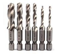 M3-M10 Screw Tap Drill Bits Hss Taps Countersink Deburr Set Metric Combination Bit High Speed Steel Dremel Accessories DrillTool(M3-M10 6pcs)