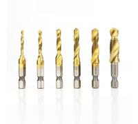 M3-M10 Screw Tap Drill Bits Hss Taps Countersink Deburr Set Metric Combination Bit High Speed Steel Compound Drill Bit,Gold 6pcs Set