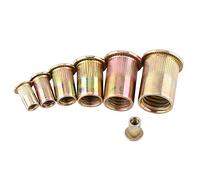 M3-M12 Carbon Steel Flat Threaded Rivet Nut Flange Rivnut Nutsert Fastener,Pack of 100/20Pcs (M5/100pcs) Nut