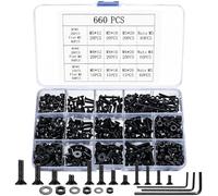 M3 M4 M5 Bolts Set, 660 Pcs Countersunk Screws, Hex Socket Head Cap Bolts and Nuts Set with Washers, Black Flat Head Machine Screws Sets