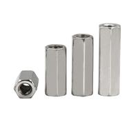 M3 M4 M5 M6 M8 M10 M12 304 Stainless Steel Hexagon Hex Extend Long Rod Coupling Nut Connector Joint Tubular DIN6334(6mm)
