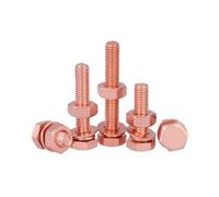 M3 M4 M5 M6 M8 M10 M12 M14 M16 Red Copper External Hex Hexagonal Bolt Flat Washer Spring Screw Nut Combination Set(50mm,M14-1Set)