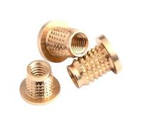M3 M4 M5 M6 Threaded Nutserts Anti-Pullout Copper Nut Cold Press Knurled Barbed Brass Inserts Flange for Plastic 3D Printing(003M6 10pcs)