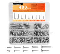 M3 M4 M5 Stainless Steel Screws, 400 Pcs Self Tapping Screw, Assorted Wood Phillips Flat Head Cross Head Countersunk Screws Assortment for Furniture Door Hinge Screw