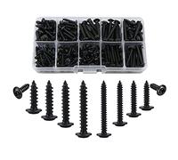 M3,M4 Self Tapping Screws Metal with Washers,280 pcs Pan Head Phillips Self Drilling Wood Screw Assortment Kit,10 Types(8/10 / 12/16/20 / 25mm),Round Countersunk Machine Screw Fasteners(Black)