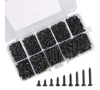 M3 Self Tapping Screws Set 450Pcs Black self Tapping, Black Screw Countersunk, Carbon Steel Round Head Screw for Plastic Wood Soft Metal (9 Sizes)