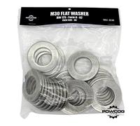 M30 Flat Washer - A2 Stainless Steel Thick Grade 304 Metric Grade - Form A DIN 125 - by POWCOG® - Pack of 30