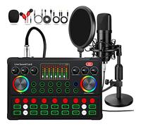 M300 Podcast Equipment Bundle, with Podcast Condenser Microphone, Voice Changer Sound Card with Multiple Sound Effects and LED Light, Prefect for Streaming/Podcasting/Gaming/Recording/YouTube/PC