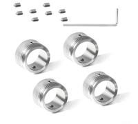 M30x1.5 Radiator Thermostat Adapter Stainless Steel for RA/RAV/RAVL Valves Threaded Connection Set With Hex Wrench Screws 22mm Inner Diameter Silver Rust Resistant Easy Install(4PCS)