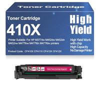M377dw M452dw Toner Cartridges Compatible 410X CF410X CF411X CF413X CF412X Toner High Yield for HP M452dn M452nw M477fnw M477fdn M477fdw with chip,Magenta-410X
