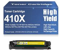 M377dw M452dw Toner Cartridges Compatible 410X CF410X CF411X CF413X CF412X Toner High Yield for HP M452dn M452nw M477fnw M477fdn M477fdw with chip,Yellow-410X