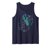 M3GAN This is The Part Where You Run Neon Schematics Tank Top, Men, Navy Blue, Medium