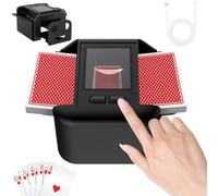 M3L-Automatic Card Shuffler Rechargeable 2 Decks, 2000 mAh Built in Battery USB-C Charge, Low Noise Fast Shuffler, Portable Smart Auto Shuffler for UNO Poker Blackjack Skip-Bo Texas Hold'em(Black)