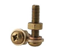 M3M4M5M6 Brass Screw Nut Set - Large Full Cross Round Head Screws with Flat Bounce Shimorteeth for Versatile Applications(16mm,M6(10Pcs))