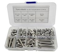 M4-0.7 x 10mm,12mm,16mm,20mm,25mm,30mm Pan Head Phillips Machine Screws,18-8 Stainless Steel Bolts Nuts Washers Screws Assortment Set (M4 Pan Head Phillips Screws)