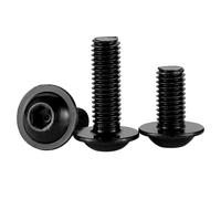 M4-0.7 x 6mm Flanged Button Head Socket Cap Screw Bolts, Allen Socket Drive, Black Oxide Stainless Steel 304, Quantity 100