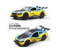 (M4 blue-yellow) 1:36 Diecast Alloy Car Model Children's Toy Car Open the door Decoration Cool Racing Car Boy toys Gift
