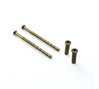 M4 Brass Internal Door Handle Screw Connecting Bolts with Sleeves, 2 Screws, Door Handle Fixing Screws, Through Bolts for Door Handles, Replacement Screws for Roses, Knobs, Escutcheons & Lever Handles