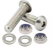 M4 Button Head Screws + Nyloc Nuts Washers A2 Stainless Steel Socket Bolts (100, M4 x 16mm)