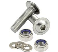 M4 Flanged socket button head screws + Nylocs Nuts + Washers A2 Stainless Steel (100, M4 x 5mm)