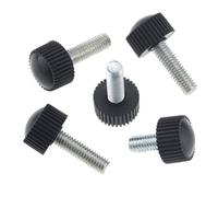 M4 Knurled Thumb Screws, 5PCS Black Nylon Plastic Hand Bolts with Round Head for Metalworking Knob screw(M4x12)