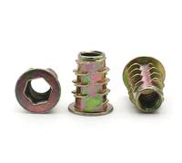 M4 M5 M6 M8 M10 8/10/12/13-25mm Zinc Alloy Thread Wood Insert Nut Flanged Hex Drive Head 10Pcs(M6 (10mm))