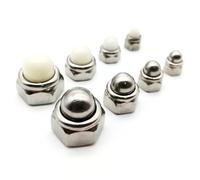 M4 M5 M6 M8 M10 M12 304 Stainless Steel Acorn Cap Cover Semicircle Dome Hex Nylon Insert Lock Nut Self-locking 2/5Pcs(Metal cap,2pcs M12)