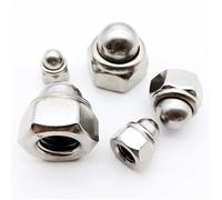 M4 M5 M6 M8 M10 M12 304 Stainless Steel Acorn Cap Cover Semicircle Dome Insert Lock Nut Self-locking Nylock Locknut 2/5Pcs(Metal cap,5pcs M6)