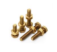 M4 M5 M6 M8 M10 M12 Brass Outer Hexagonal Bolt Nut Combination Set Copper Full Thread External Hex Screw Length 6mm~100mm(M12x90mm-1Sets)