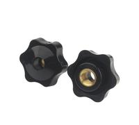 M4 M5 M6 M8 M10 M12 Plum Bakelite Hand Tighten Nuts Clamp Knob Handle Thread Star Black Manual Thumb Nut(Thoung Hole,M6(Head 32mm) 10pcs)